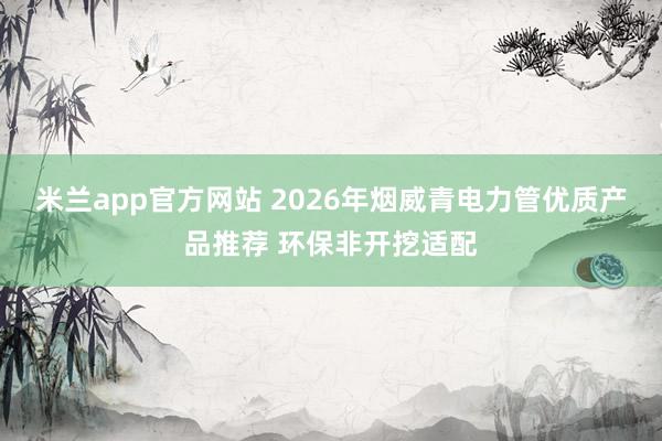 米兰app官方网站 2026年烟威青电力管优质产品推荐 环保非开挖适配