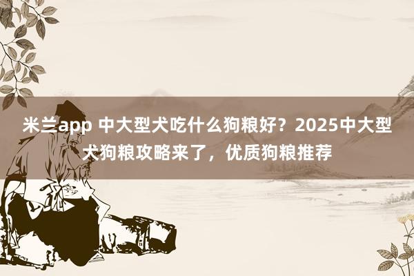 米兰app 中大型犬吃什么狗粮好？2025中大型犬狗粮攻略来了，优质狗粮推荐