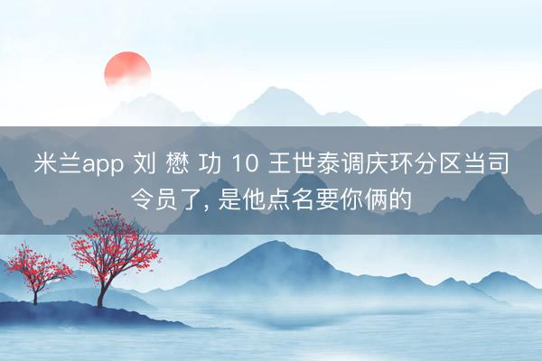 米兰app 刘 懋 功 10 王世泰调庆环分区当司令员了, 是他点名要你俩的