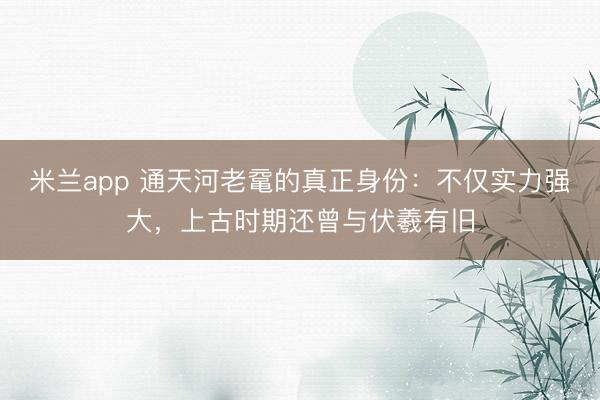 米兰app 通天河老鼋的真正身份：不仅实力强大，上古时期还曾与伏羲有旧
