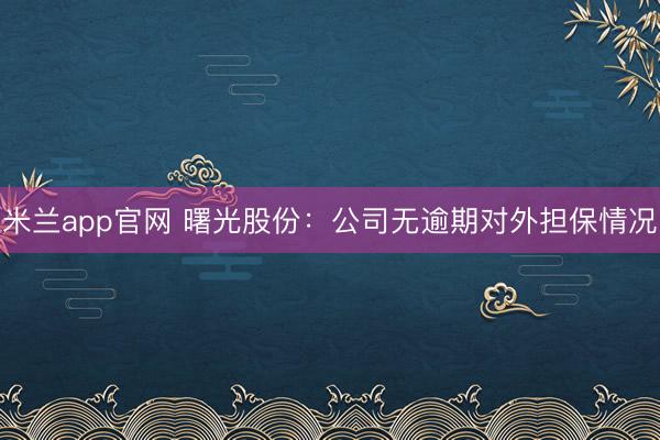 米兰app官网 曙光股份：公司无逾期对外担保情况