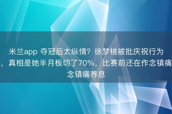 米兰app 夺冠后太纵情？徐梦桃被批庆祝行为忘形，真相是她半月板切了70%，比赛前还在作念镇痛养息