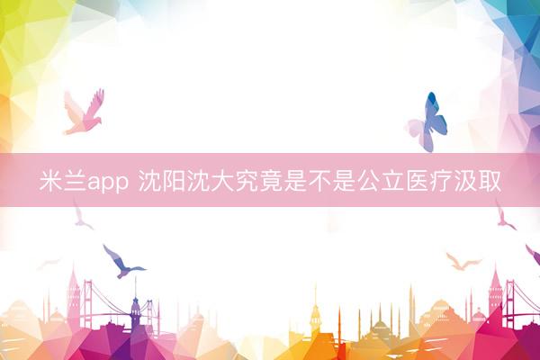 米兰app 沈阳沈大究竟是不是公立医疗汲取