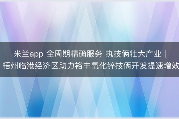 米兰app 全周期精确服务 执技俩壮大产业 | 梧州临港经济区助力裕丰氧化锌技俩开发提速增效