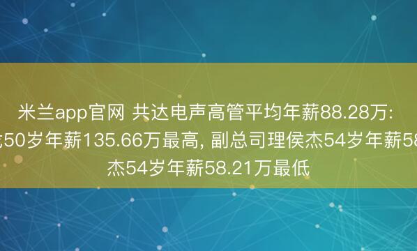 米兰app官网 共达电声高管平均年薪88.28万: 董事长梁龙50岁年薪135.66万最高， 副总司理侯杰54岁年薪58.21万最低