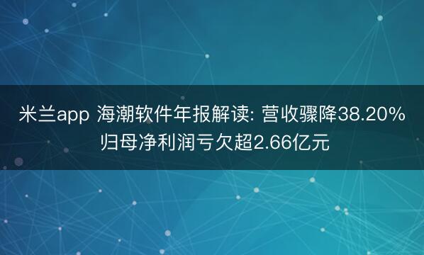 米兰app 海潮软件年报解读: 营收骤降38.20% 归母净利润亏欠超2.66亿元