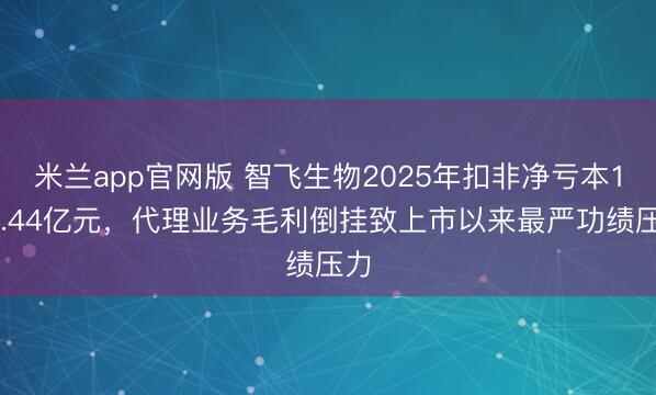米兰app官网版 智飞生物2025年扣非净亏本147.44亿元，代理业务毛利倒挂致上市以来最严功绩压力