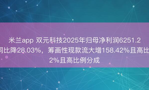 米兰app 双元科技2025年归母净利润6251.28万元同比降28.03%，筹画性现款流大增158.42%且高比例分成
