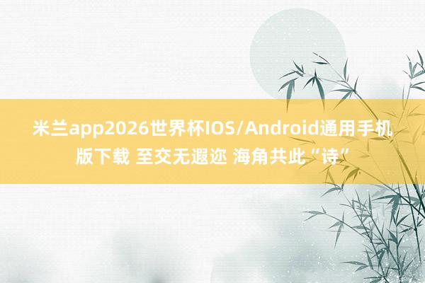 米兰app2026世界杯IOS/Android通用手机版下载 至交无遐迩 海角共此“诗”