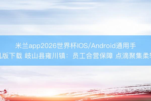 米兰app2026世界杯IOS/Android通用手机版下载 岐山县雍川镇：员工合营保障 点滴聚集柔软