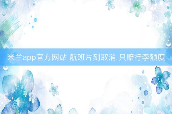 米兰app官方网站 航班片刻取消 只赔行李额度