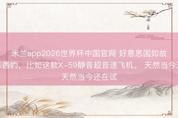 米兰app2026世界杯中国官网 好意思国如故有好东西的，比如这款X-59静音超音速飞机。 天然当今还在试