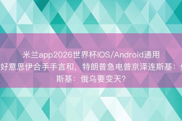 米兰app2026世界杯IOS/Android通用手机版下载 好意思伊合手手言和，特朗普急电普京泽连斯基：俄乌要变天？
