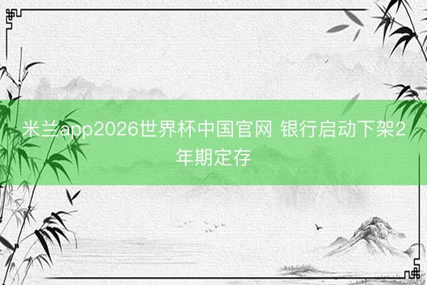 米兰app2026世界杯中国官网 银行启动下架2年期定存